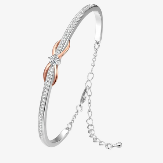 18K Rose Gold Plated White Infinity Bracelets for Womens