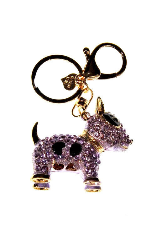 Dog Diamante Bag Charm Keyring