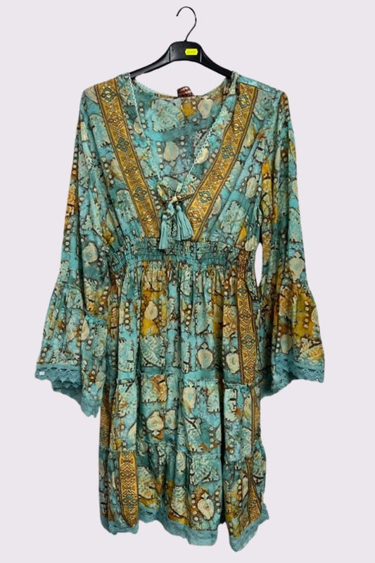 Abstract Print Bohemian Midi Style Dress