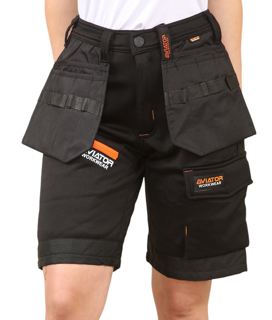Men's Polyester Cargo Workwear Short - Black