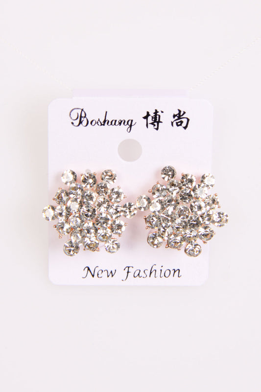 Round Diamond With Geometrical Clip Earrings