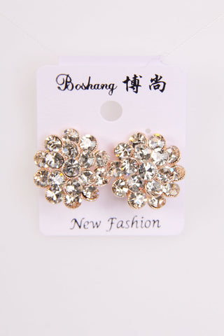 Round Floral Diamond Earrings Women Round Floral Diamond Earrings Women