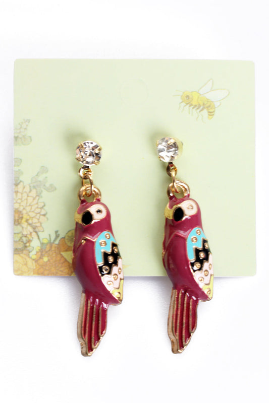 Parrot Bird Drop Studs Earrings