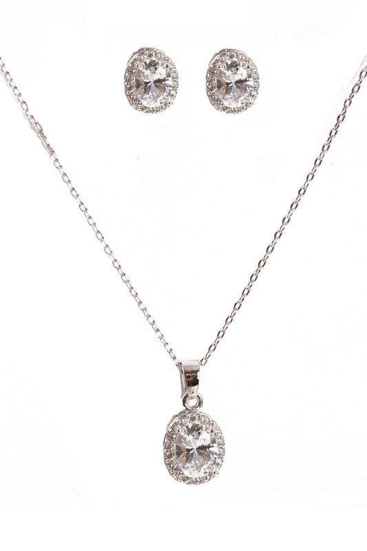 Oval Shape Cubic Zirconia Necklace & Earring Sets