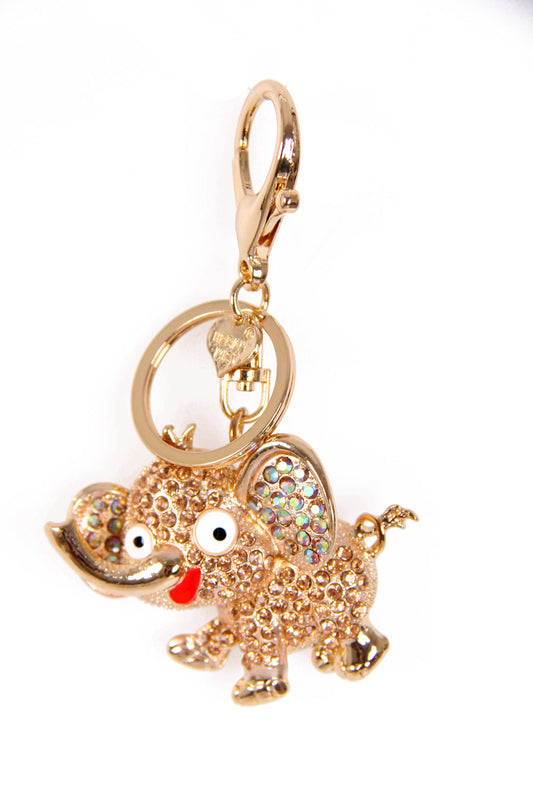 Baby Elephant Diamante Bag Charm Keyring