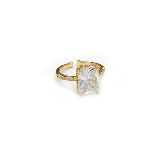 Adjustable Cushion Cut Gem Stone Golden Ring