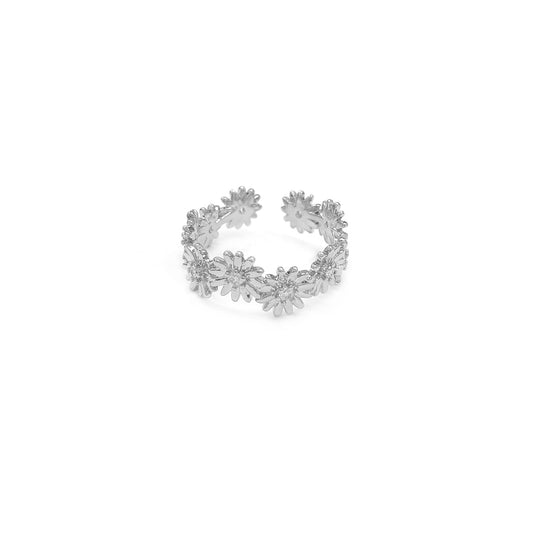Adjustable Daisy Silvery Ring