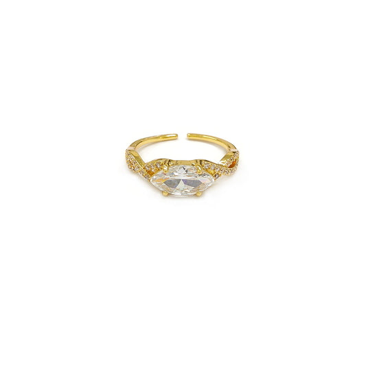 Adjustable Marquise Cut Golden Ring