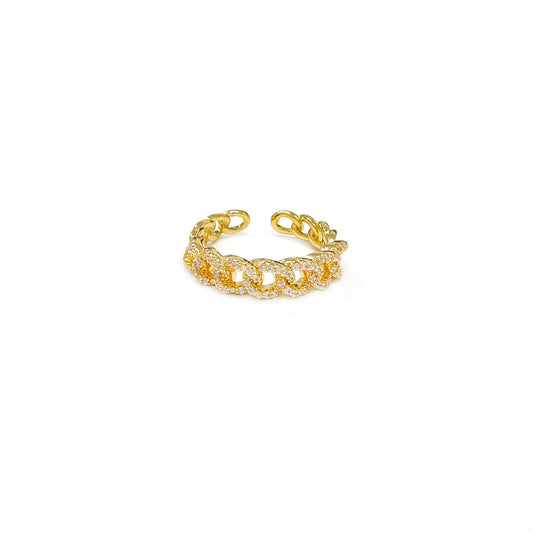 Adjustable Diamante Chain Golden Ring