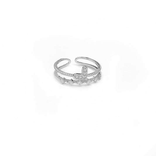Adjustable Diamante Heart Ring