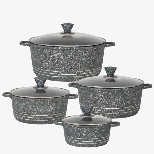 Laria Granite Die Cast Stockpot Pan Set 4pcs Grey