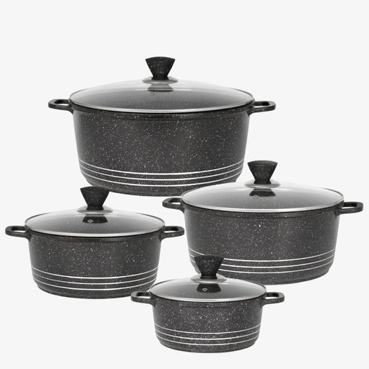 Laria Marbell Die Cast Stockpot Pan Set 4pcs Black
