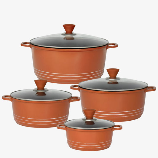 Laria Non Stick Die Cast Stockpot Pan Set 4pcs Copper