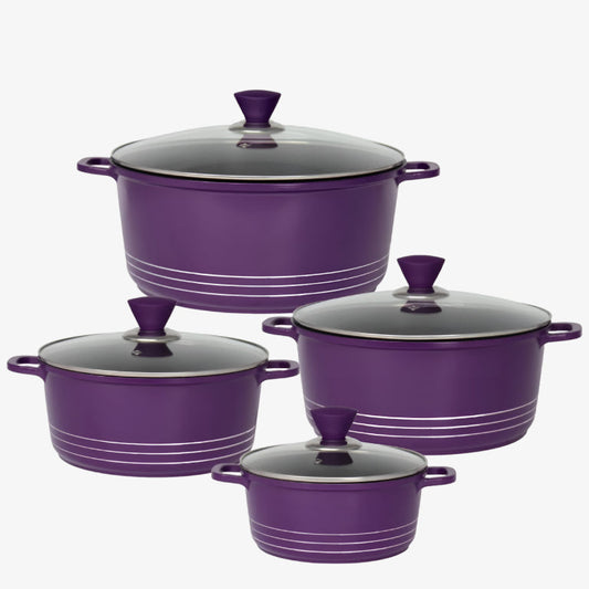 Laria Non Stick Die Cast Stockpot Pan Set 4pcs Purple