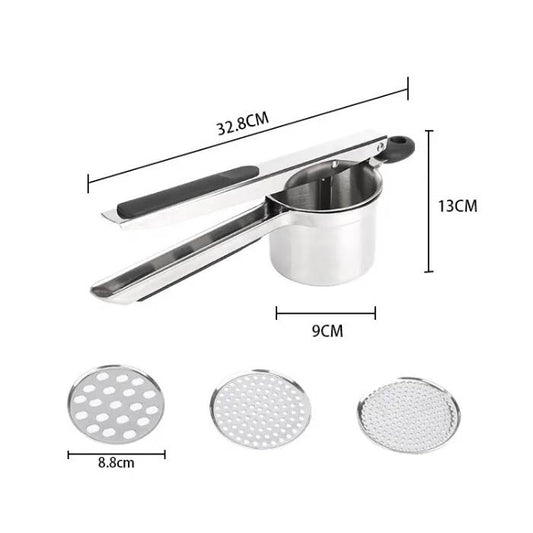 Silicone Handle Heavy-Duty Potato Masher & Juicer Tool