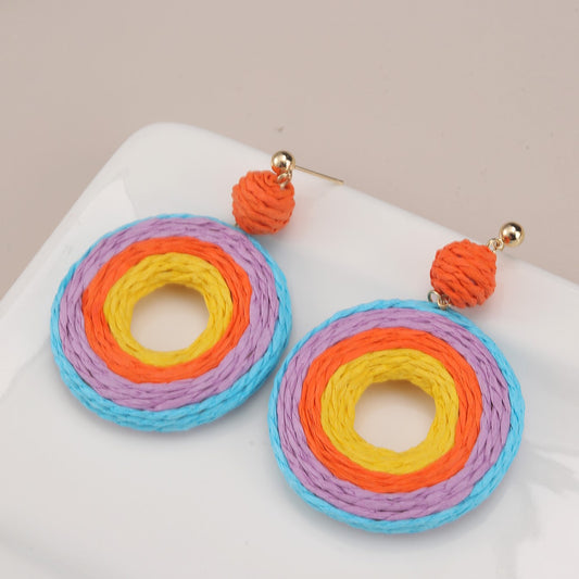 Mulitcolour Circle Knitted Earrings
