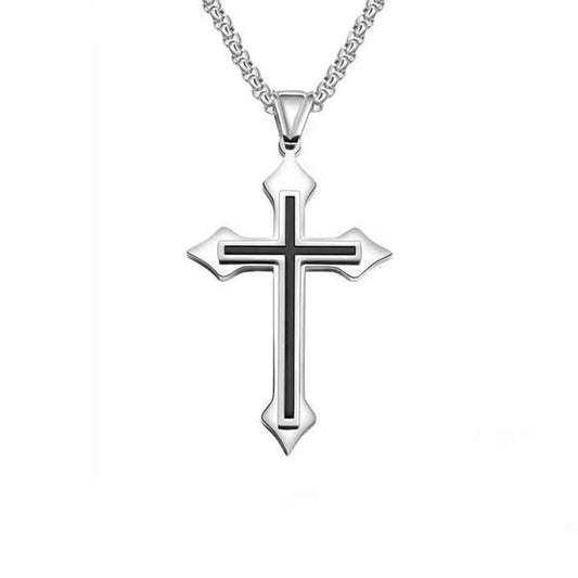 Hot Sale Cross Men's Titanium Steel Necklace – Fashion Pendant Stainless Steel Jewelry for Students & Couples