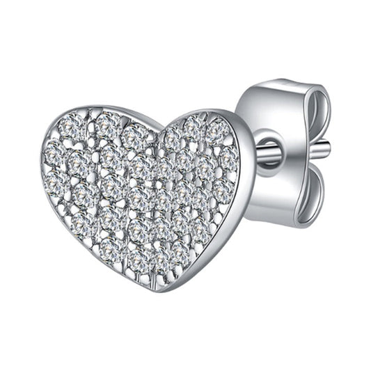 S925 Sterling Silver Heart Stud Earrings – Trendy Zircon Design for Women