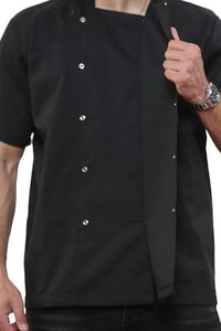 Men’s & Women’s Chef Apron Jacket – Short Sleeve, Pin-Pocketed, Buttoned Top for Kitchen Use