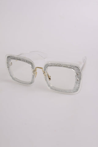 Chunky Wide Square Glitter Edge Sunglasses