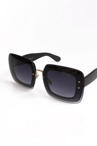 Chunky Wide Square Glitter Edge Sunglasses