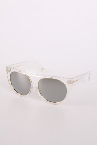 Chunky Visor Sunglasses with Gold Trim in Black