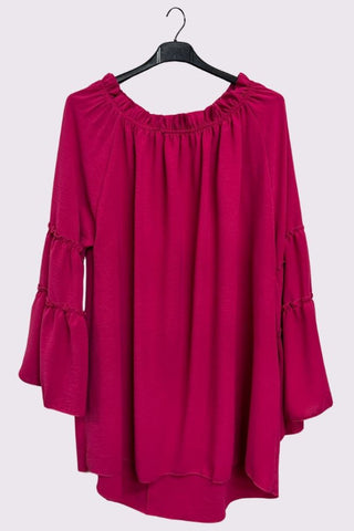 Plain Curved Hem Oversized Top