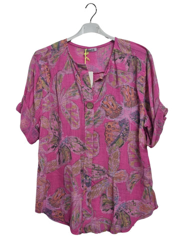 Butterfly-Inspired Print Tunic Cotton Top