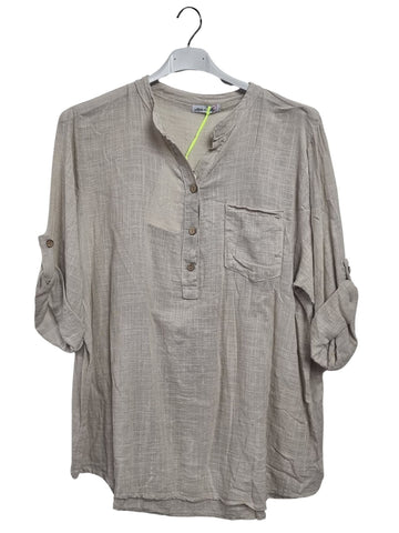 Plain Chest Pocket Tunic Cotton Top