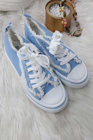 Canvas Chunky Frayed Lace Trainer