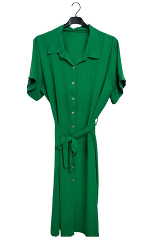 Plain Belted With A Tie-Up Design Dress