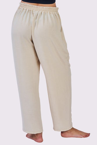 Plain Drawstring Waistband Pockets Trousers