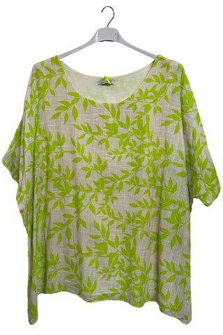 Leaf Print Tunic Cotton Top