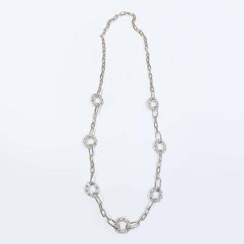 DIAMANTE AND BAGUETTE GEM HOOP CHAIN NECKLACE