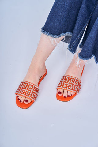 Rhinestone Geometric Pattern Flat Slider