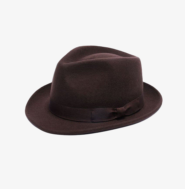 Brown Wool Trilby Hat