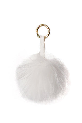 Large Fur Pom Pom Keyring With Leather Strap