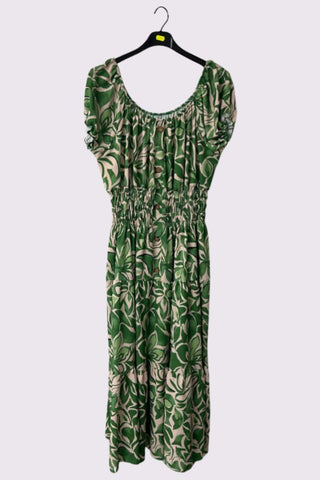 Floral Print Shirred Waist Tiered Dress