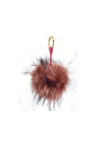 FAUX Raccoon Pom Pom Keyring Charm with Leather Strap