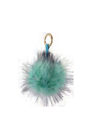 FAUX Raccoon Pom Pom Keyring Charm with Leather Strap