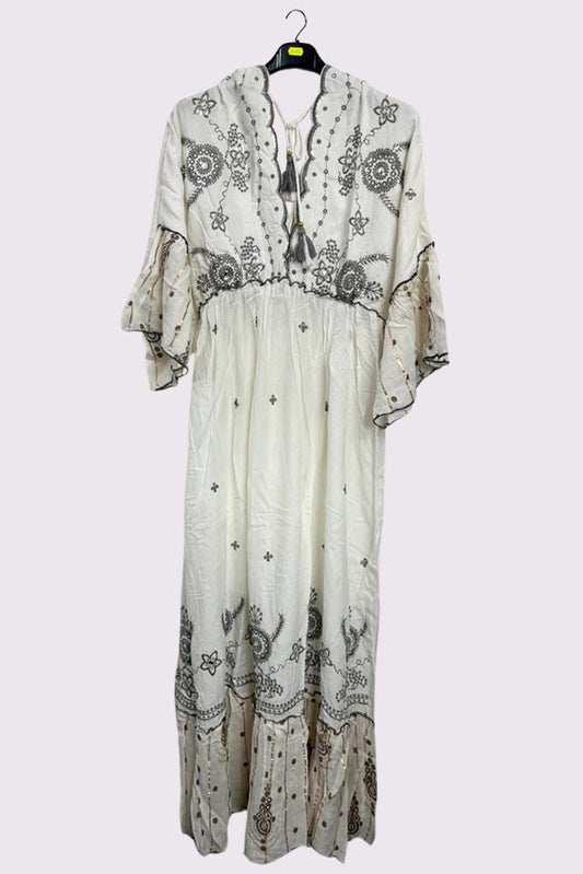 Flower Mandala Embroidery Bohemian Maxi Style Dress