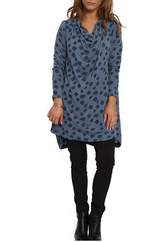 Oversized Printed Drape Neck Top