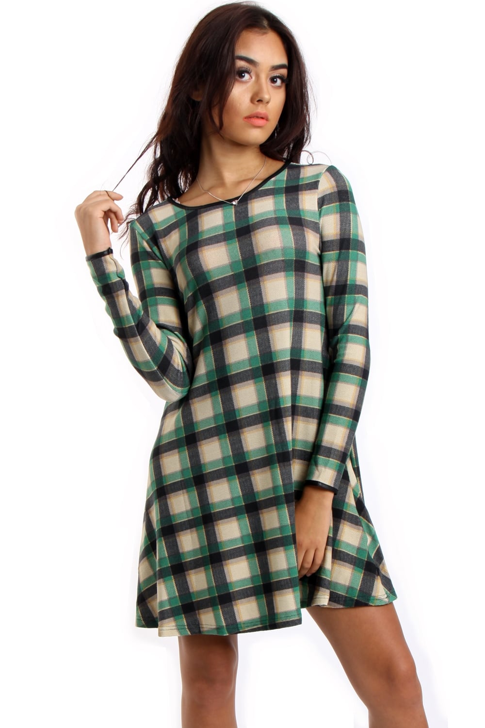 Check Print Swing Dress