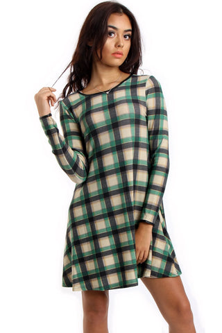 Check Print Swing Dress