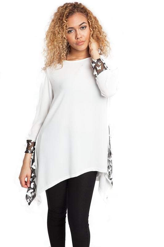 Butterfly Evening Top in white