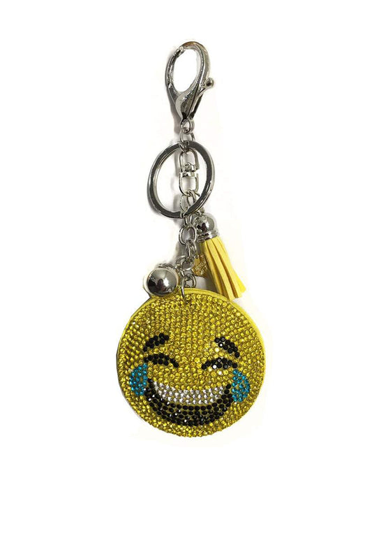 Emoji Smiley Face Rhinestone DIAMANTE Keyring Bag Charm Key Chain 3
