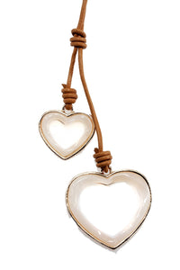 Double Heart Detail Long Necklace