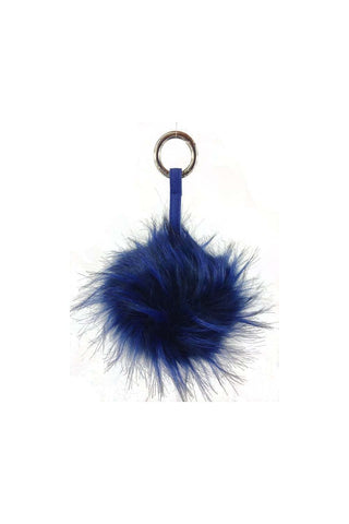 FAUX Raccoon Pom Pom Keyring Charm with Leather Strap