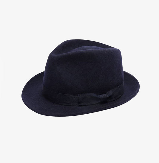Navy Wool Trilby Hat