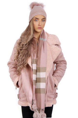 Oversized Faux Suede Faux Fur Shearling Jacket Coat